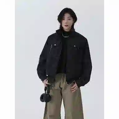 颂希尔 美式宽松立领痞帅夹克外套 男女同款