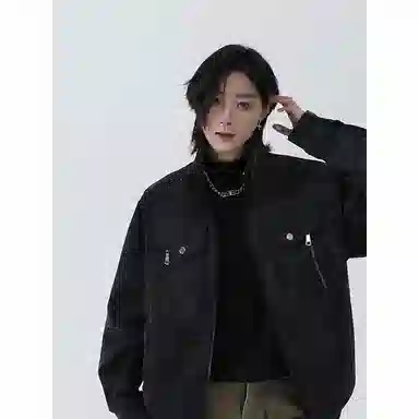 颂希尔 美式宽松立领痞帅夹克外套 男女同款