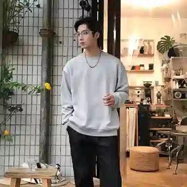 我是大卫 套头圆领长袖宽松潮牌潮流帅气百搭纯色卫衣 男女同款