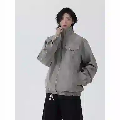 颂希尔 美式宽松立领痞帅夹克外套 男女同款