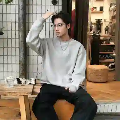 我是大卫 套头圆领长袖宽松潮牌潮流帅气百搭纯色卫衣 男女同款