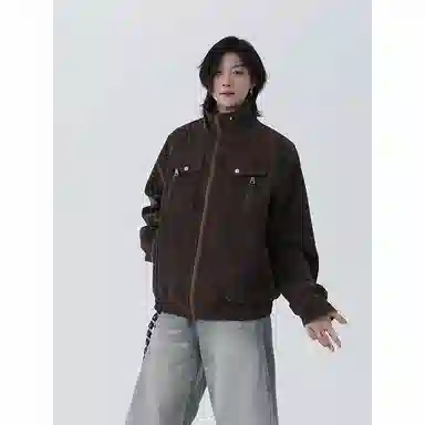 颂希尔 美式宽松立领痞帅夹克外套 男女同款