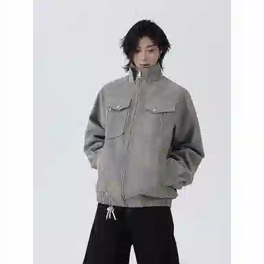 颂希尔 美式宽松立领痞帅夹克外套 男女同款