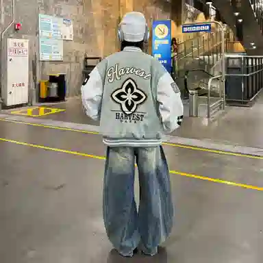 FALIAMS Vintage Street Baseball Jacket