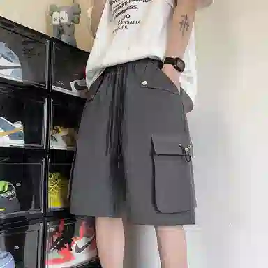 佐菲利 美式复古男潮流设计感多口袋五分宽松直筒休闲短裤 男女同款