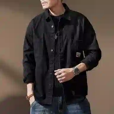 贵色 高端美式重磅工装复古长袖衬衫 男款