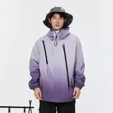 星际者 基础款渐变两面穿连帽潮流宽松夹克外套 男女同款