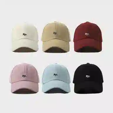 稻草人 韩版刺绣小狐狸 显脸小 百搭休闲 棉 鸭舌帽 男女同款情侣款