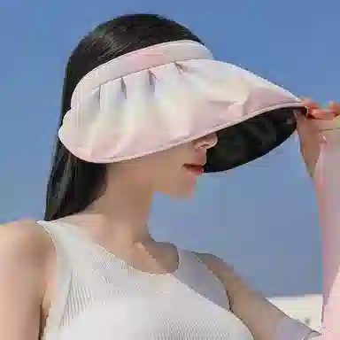 杨同学 贝壳黑胶遮阳帽夏季帽子遮阳帽显脸小空顶帽渐变色太阳帽女 聚酯纤维 防晒帽 女款