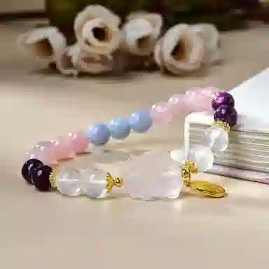 【成功上岸】 指尖瑰宝 正桃花招财纳福平安健康学业进步新中式招财#好运天然 粉水晶 手串 男女同款情侣款