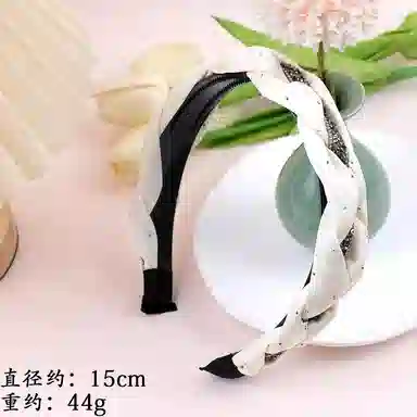 彤彤兔 韩式烫钻编织麻花宽边高颅顶防滑压发日常外出 欧根纱 发箍 女款