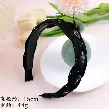 彤彤兔 韩式烫钻编织麻花宽边高颅顶防滑压发日常外出 欧根纱 发箍 女款