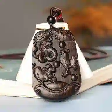 工匠一族 三合生肖三合贵人 紫光檀 木作项链 男女同款情侣款