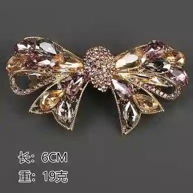 彤彤兔 半扎发弹簧夹精致捷克钻金属蝴蝶结弹簧夹发饰 合金 发夹 女款
