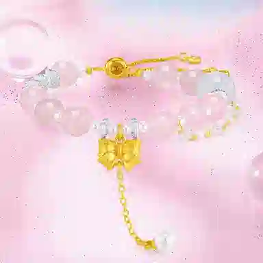 【正缘桃花】 水贝 在逃公主 蝴蝶结幻彩粉 恋爱情石好运新中式国潮日常通勤百搭小众设计高级感 粉水晶 手串 女款