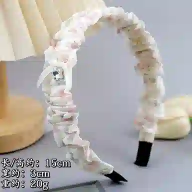 彤彤兔 韩版碎花褶皱贴钻蝴蝶结发捆高级感少女压发高颅顶 欧根纱 发箍 女款