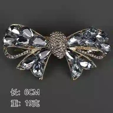 彤彤兔 半扎发弹簧夹精致捷克钻金属蝴蝶结弹簧夹发饰 合金 发夹 女款