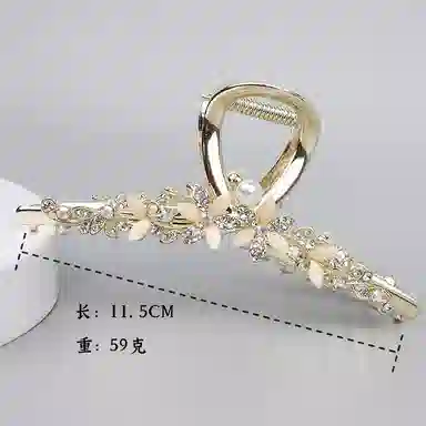 彤彤兔 镶钻花朵金属大抓夹精致甜美气质鲨鱼夹日韩高级感发饰 合金 发夹 女款