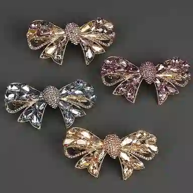 彤彤兔 半扎发弹簧夹精致捷克钻金属蝴蝶结弹簧夹发饰 合金 发夹 女款