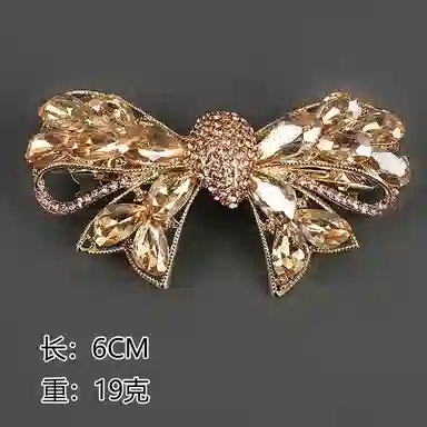 彤彤兔 半扎发弹簧夹精致捷克钻金属蝴蝶结弹簧夹发饰 合金 发夹 女款