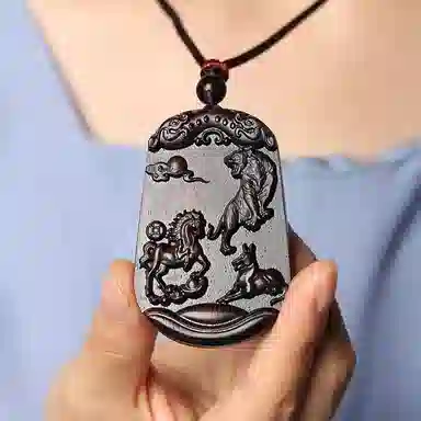 工匠一族 三合生肖三合贵人 紫光檀 木作项链 男女同款情侣款