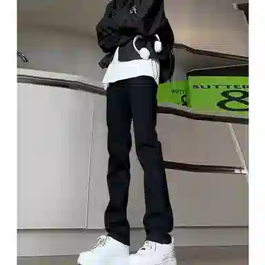 八哥 复古水洗做旧基础宽松时尚垂感柔软舒适阔腿牛仔裤 男女同款