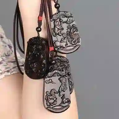 工匠一族 三合生肖三合贵人 紫光檀 木作项链 男女同款情侣款