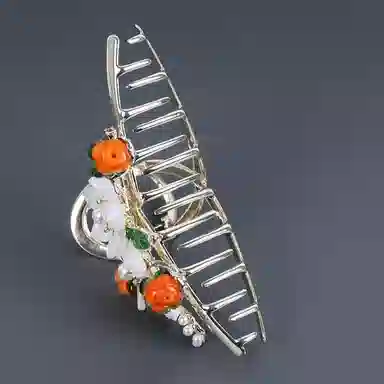 彤彤兔 柿柿如意流苏大号抓夹高级感后脑勺夏季花朵大号鲨鱼夹 合金 发夹 女款