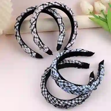 彤彤兔 法式小香风交叉拼色压发发捆高颅顶 涤纶 发箍 女款