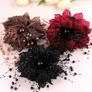 彤彤兔 港风闪亮花朵抓夹气质鲨鱼夹后脑勺显发量头花发饰 布艺 发夹 女款