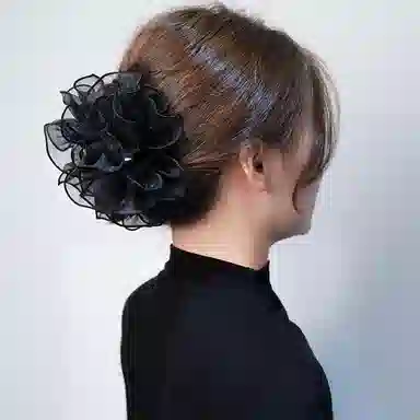 彤彤兔 日韩抓夹显发量优雅气质后脑勺盘发发抓发饰 欧根纱 发夹 女款