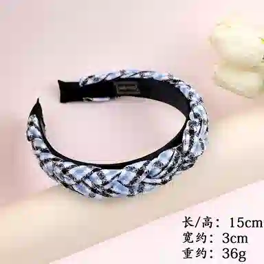 彤彤兔 法式小香风交叉拼色压发发捆高颅顶 涤纶 发箍 女款