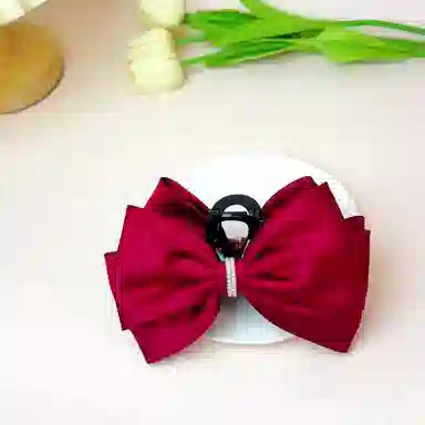 彤彤兔 在逃公主头饰红色蝴蝶结抓夹高级感后脑勺鲨鱼夹小香风发饰 布艺 发夹 女款