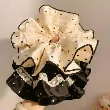 贯古今 蕾丝花边波点小香风超大头花 布艺 发圈 女款