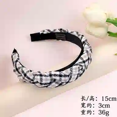 彤彤兔 法式小香风交叉拼色压发发捆高颅顶 涤纶 发箍 女款