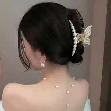 彤彤兔 高级感蝴蝶大号抓夹气质后脑勺盘时尚水钻鲨鱼夹头饰 合金 发夹 女款