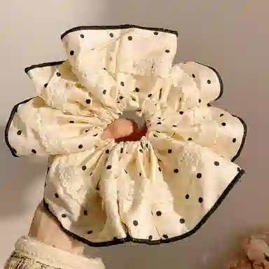 贯古今 蕾丝花边波点小香风超大头花 布艺 发圈 女款