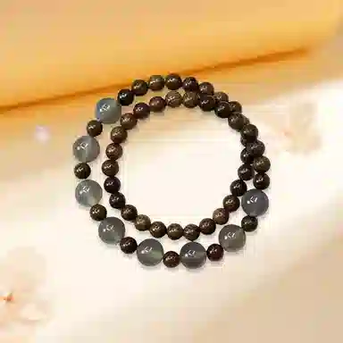 【半城山水】 金嘉福 新中式国潮 小众文玩好运 古风文艺绕指柔佛珠 盘玩水泥退散复古诸事顺利木作串珠 金丝檀木 手串 男女同款情侣款