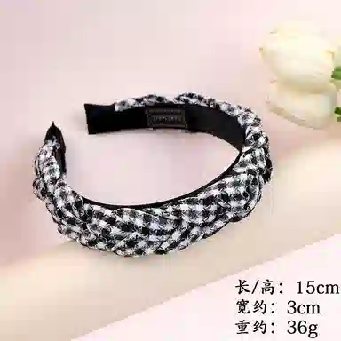 彤彤兔 法式小香风交叉拼色压发发捆高颅顶 涤纶 发箍 女款