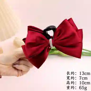 彤彤兔 在逃公主头饰红色蝴蝶结抓夹高级感后脑勺鲨鱼夹小香风发饰 布艺 发夹 女款