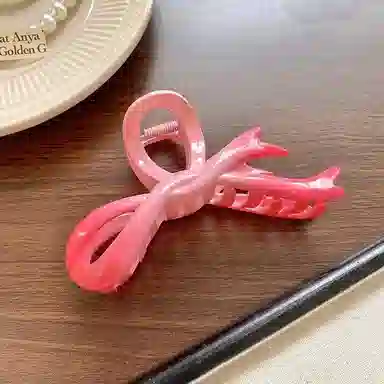 彤彤兔 渐变色蝴蝶结抓夹大号鲨鱼夹高级感盘子头饰个性后脑勺 树脂 发夹 女款