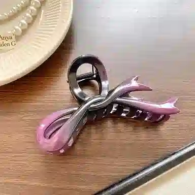 彤彤兔 渐变色蝴蝶结抓夹大号鲨鱼夹高级感盘子头饰个性后脑勺 树脂 发夹 女款