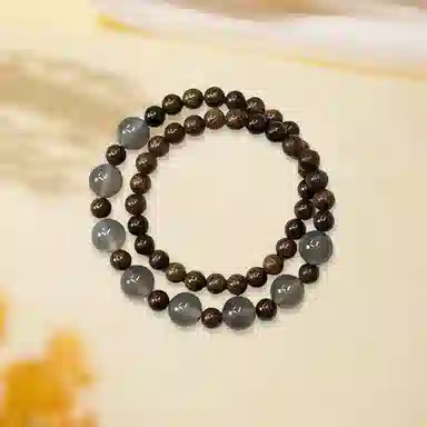 【半城山水】 金嘉福 新中式国潮 小众文玩好运 古风文艺绕指柔佛珠 盘玩水泥退散复古诸事顺利木作串珠 金丝檀木 手串 男女同款情侣款