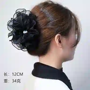 彤彤兔 日韩抓夹显发量优雅气质后脑勺盘发发抓发饰 欧根纱 发夹 女款
