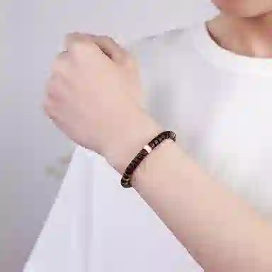 木盛缘 【紫气东来】新中式国潮直切药片珠转运上岸有钱花财源滚滚平安喜乐高油高密文玩单圈小叶佛珠 紫檀属 手串 男女同款情侣款