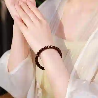 木盛缘 【六芒五行】直切桶珠老型珠六芒星符平安守护招财国风国潮新中式小众高级盘玩文玩单圈小叶佛珠 紫檀属 手串 男女同款情侣款