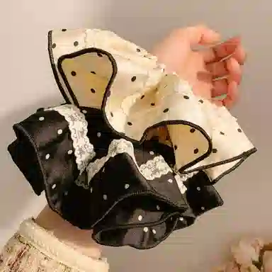 贯古今 蕾丝花边波点小香风超大头花 布艺 发圈 女款