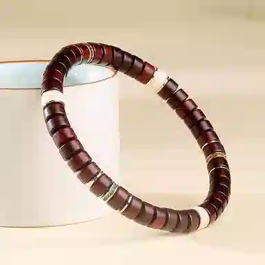 木盛缘 【紫气东来】新中式国潮直切药片珠转运上岸有钱花财源滚滚平安喜乐高油高密文玩单圈小叶佛珠 紫檀属 手串 男女同款情侣款