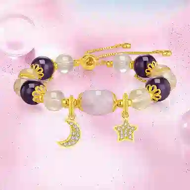 【星月同辉 学业进步】 水贝 九紫离火 紫气东来 薰衣草星星 月亮转运珠新中式国潮日常通勤百搭#好运 紫水晶 手串 女款