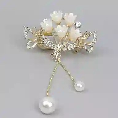 彤彤兔 水钻铃兰花流苏夹子发量少头发小抓夹后脑勺半扎发头饰 合金 发夹 女款